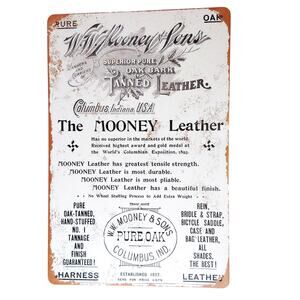 WF Mooney Leather Tin Sign 12×8 Pure Oak Tanned Retro Vintage Ad Metal Decor